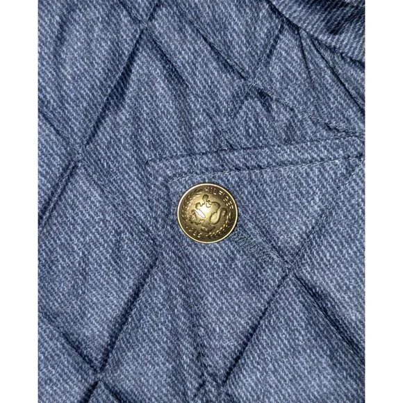 Tommy Hilfiger Womens Medium Quilted Jacket Gold Snap Buttons Zipper Gray - Picture 7 of 16